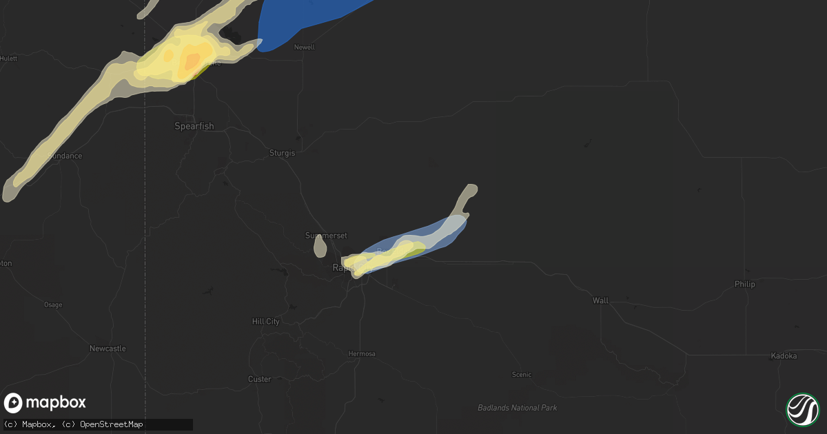 Hail map in Box Elder, SD on September 4, 2023