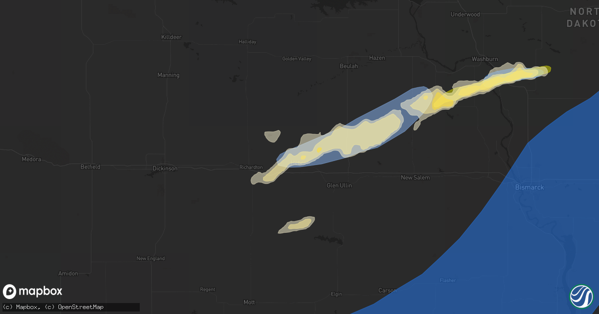 Hail map in Hebron, ND on September 4, 2023