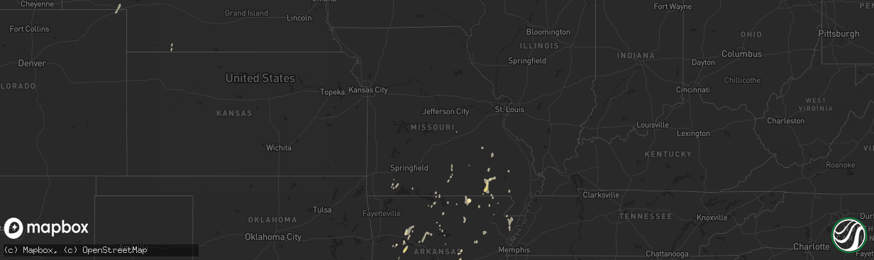 Hail map in Missouri on September 4, 2023