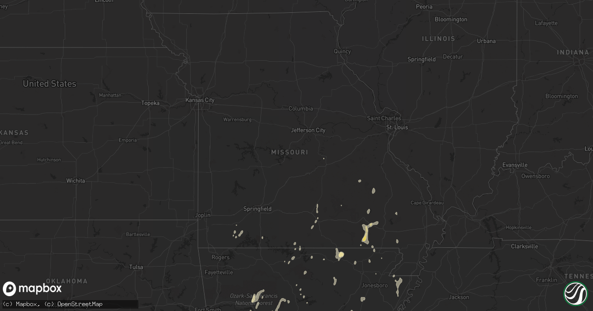 Hail map in Missouri on September 4, 2023