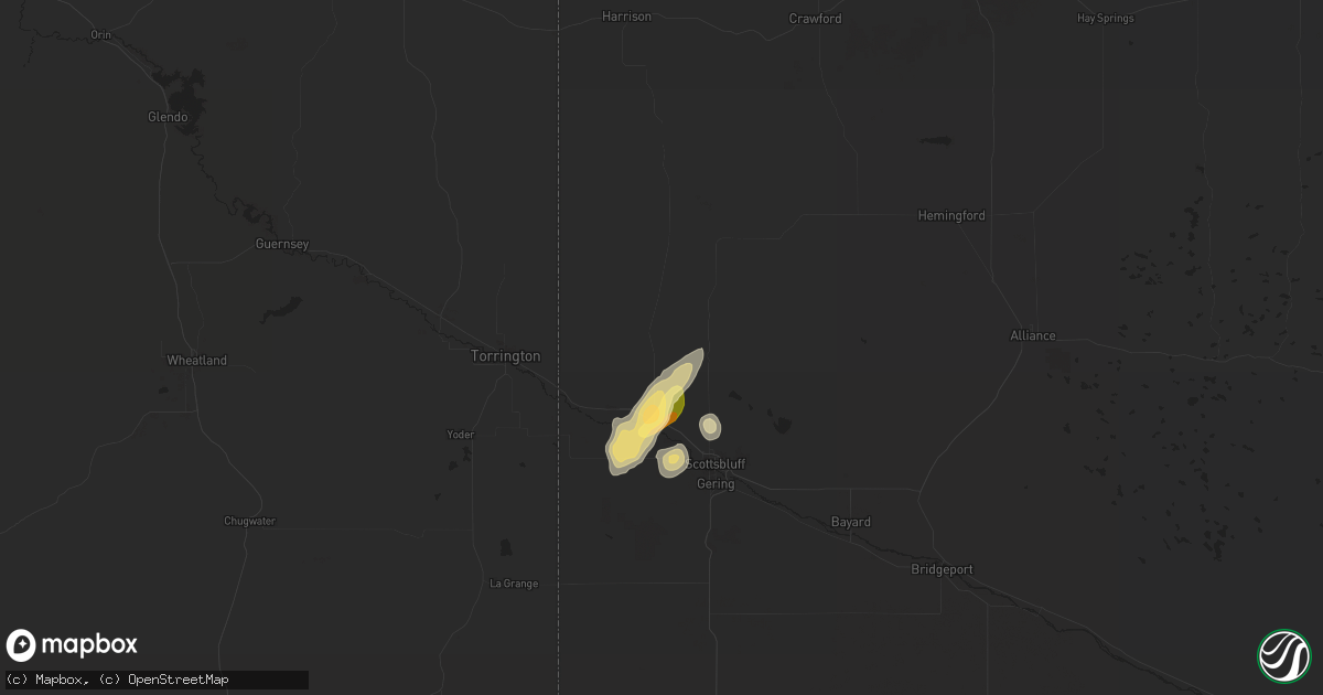 Hail map in Mitchell, NE on September 4, 2023