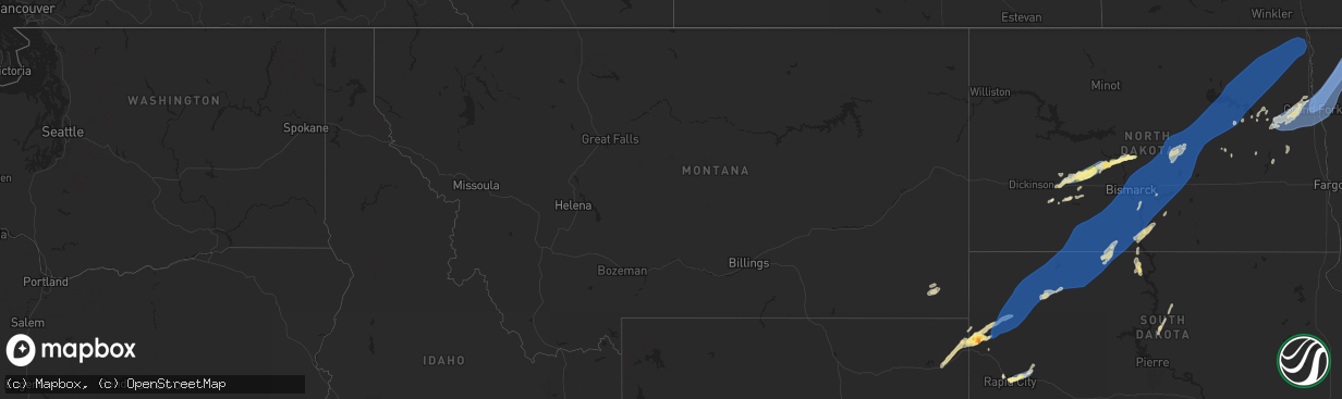 Hail map in Montana on September 4, 2023