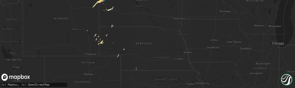 Hail map in Nebraska on September 4, 2023