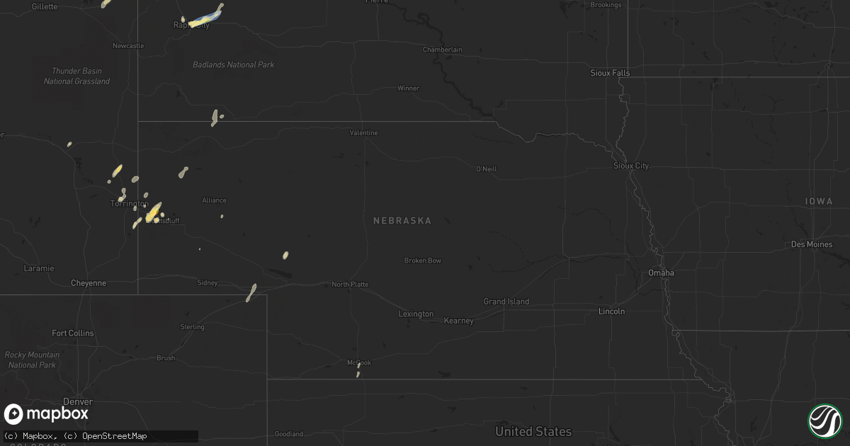 Hail map in Nebraska on September 4, 2023