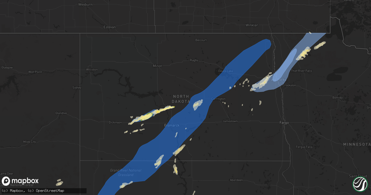Hail map in North Dakota on September 4, 2023