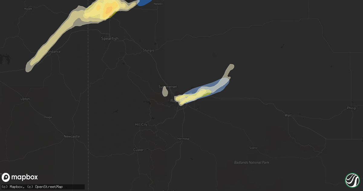 Hail map in Rapid City, SD on September 4, 2023