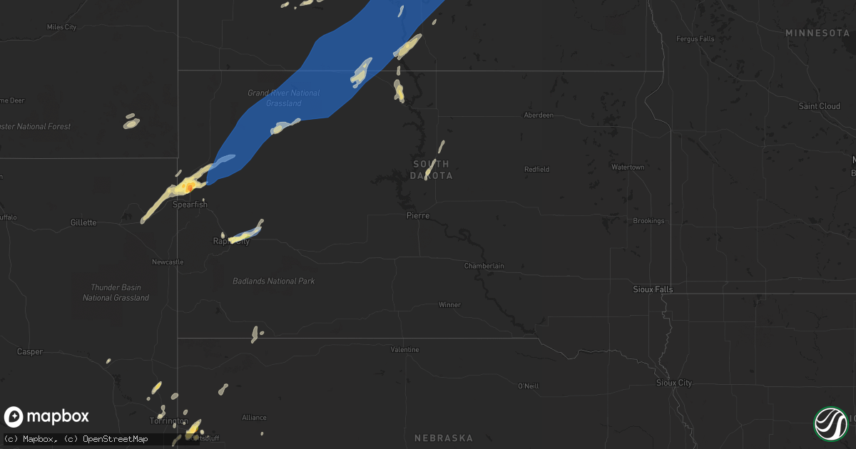 Hail map in South Dakota on September 4, 2023