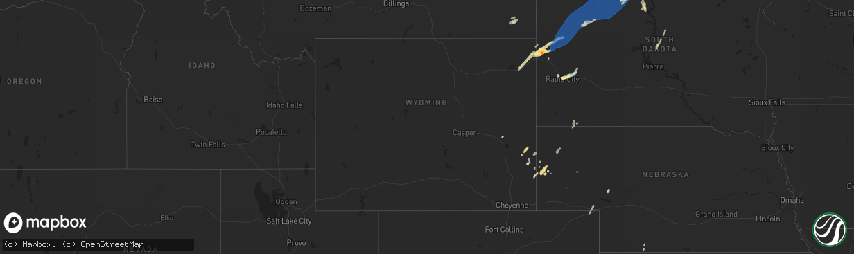 Hail map in Wyoming on September 4, 2023