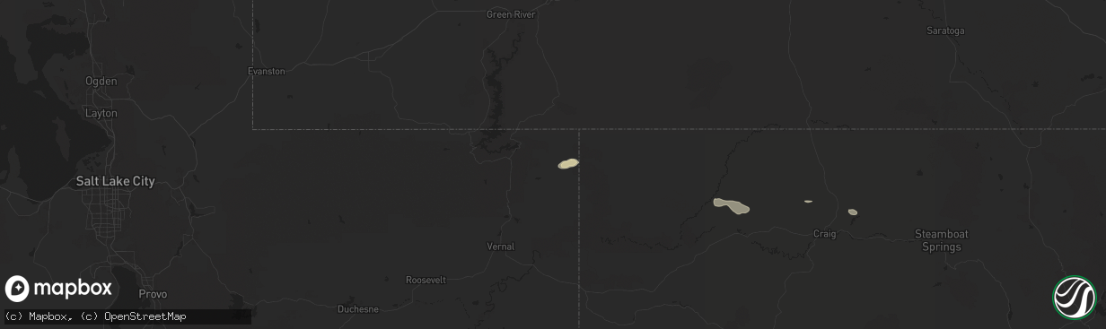 Hail map in Dutch John, UT on September 4, 2024