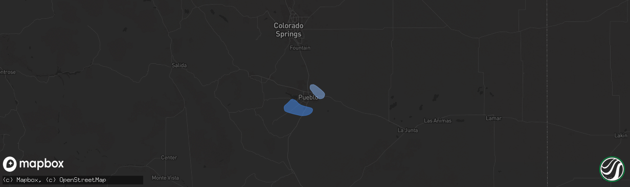 Hail map in Pueblo, CO on September 4, 2024