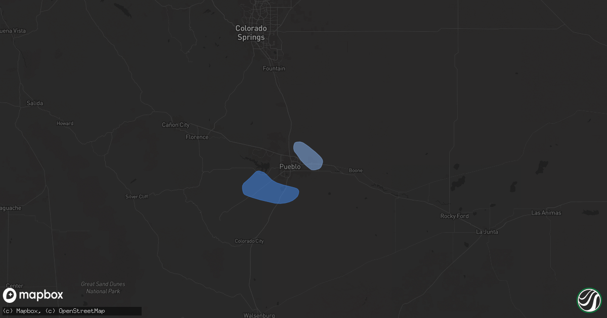 Hail map in Pueblo, CO on September 4, 2024