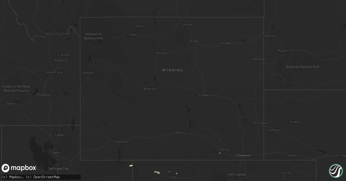 Hail map in Wyoming on September 4, 2024