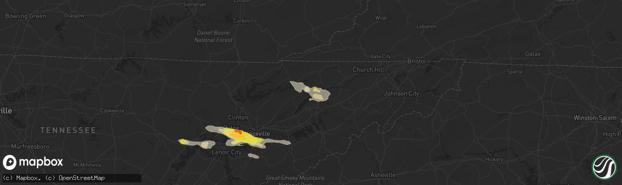 Hail map in Bean Station, TN on September 4, 2025