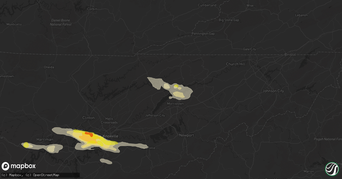 Hail map in Bean Station, TN on September 4, 2025