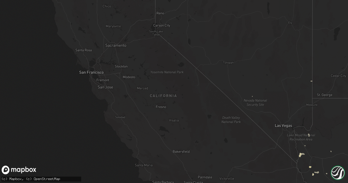 Hail map in California on September 4, 2025