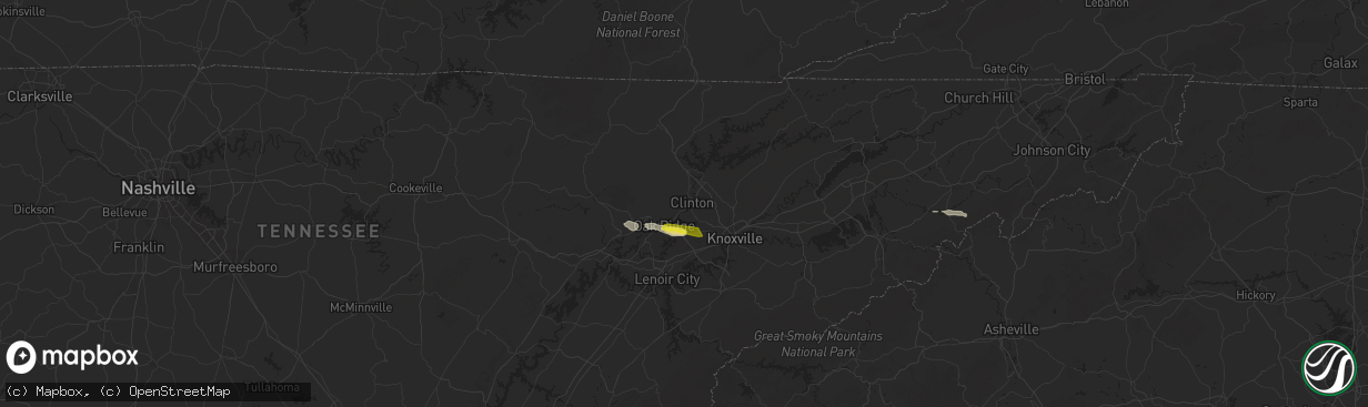 Hail map in Clinton, TN on September 4, 2025
