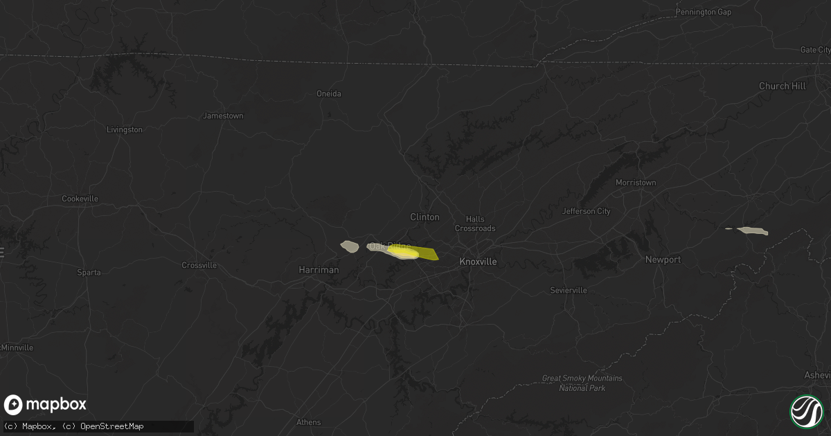 Hail map in Clinton, TN on September 4, 2025