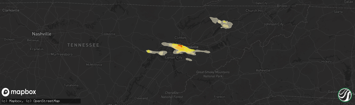 Hail map in Farragut, TN on September 4, 2025