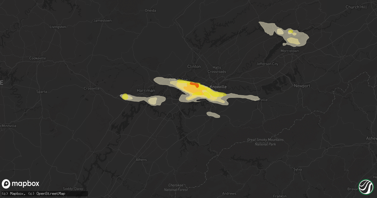 Hail map in Farragut, TN on September 4, 2025