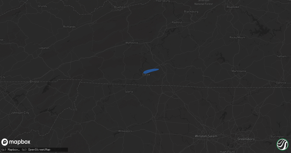Hail map in Galax, VA on September 4, 2025
