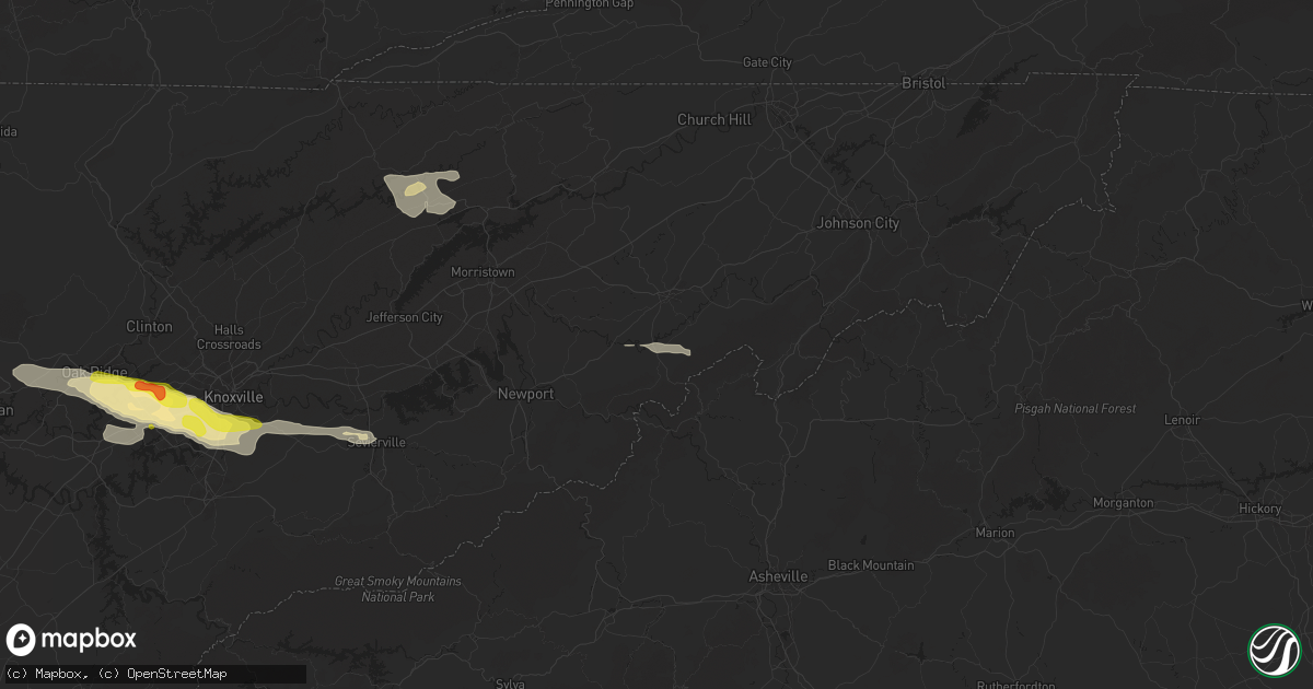 Hail map in Greeneville, TN on September 4, 2025