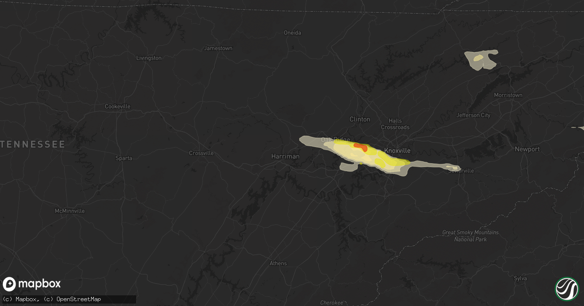 Hail map in Harriman, TN on September 4, 2025