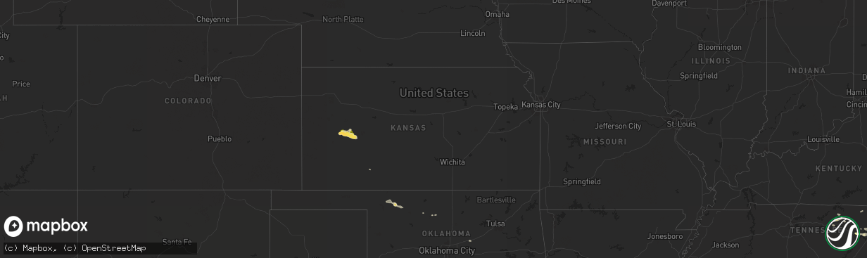 Hail map in Kansas on September 4, 2025