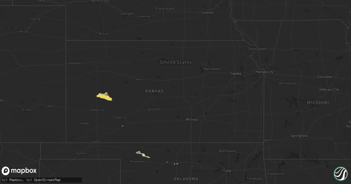 Hail map in Kansas on September 4, 2025
