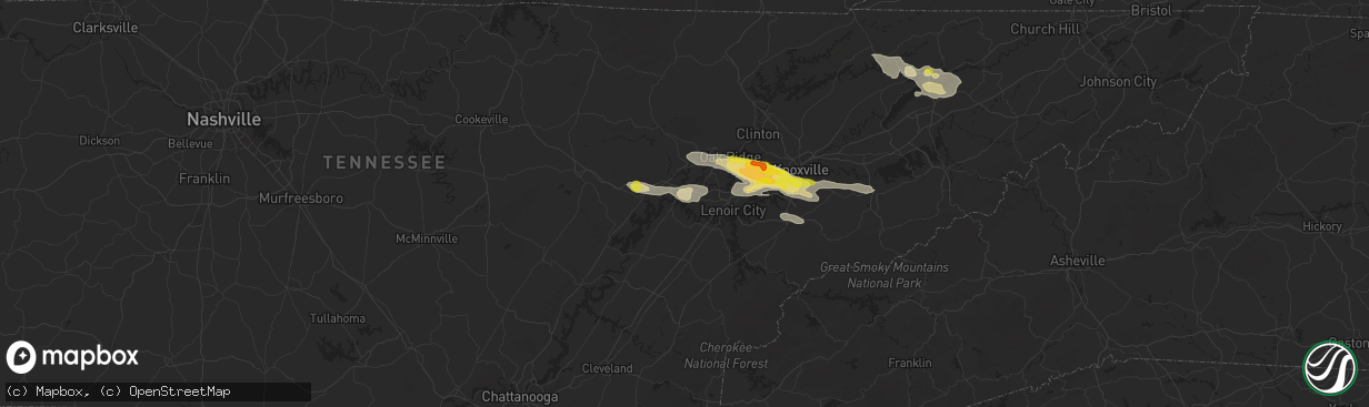 Hail map in Kingston, TN on September 4, 2025