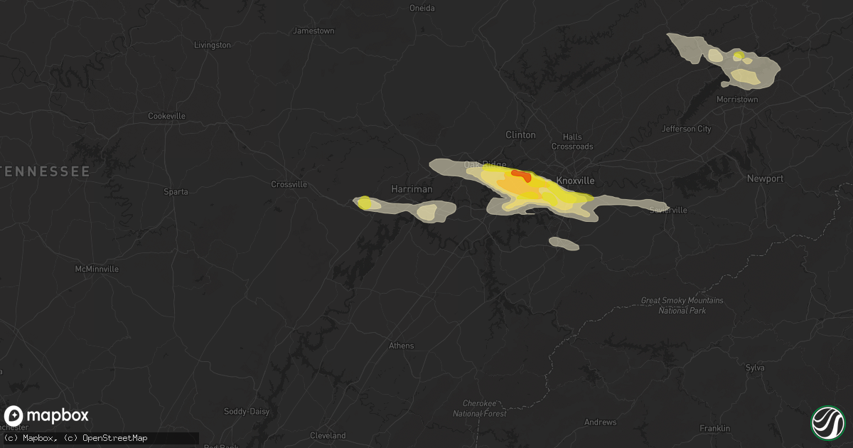 Hail map in Kingston, TN on September 4, 2025