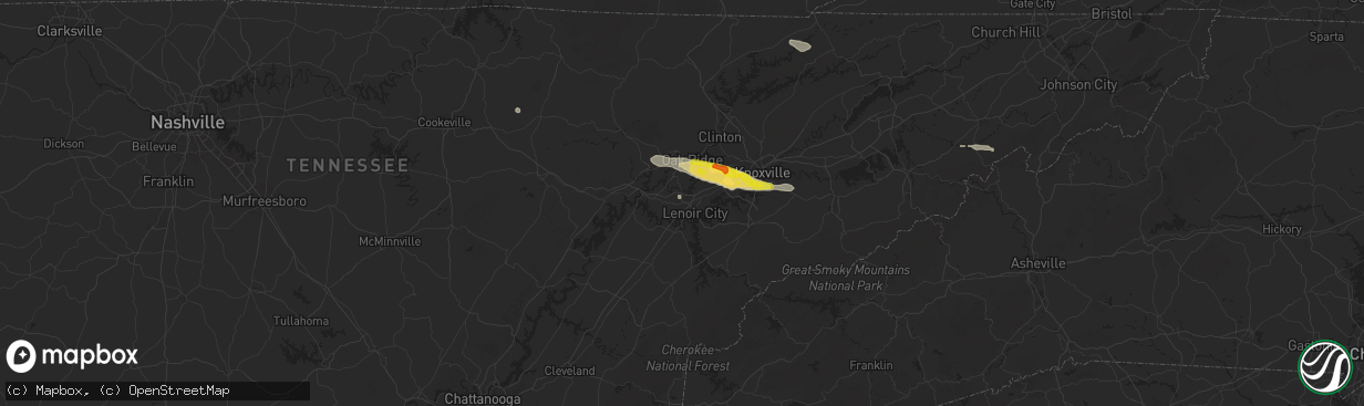 Hail map in Lenoir City, TN on September 4, 2025