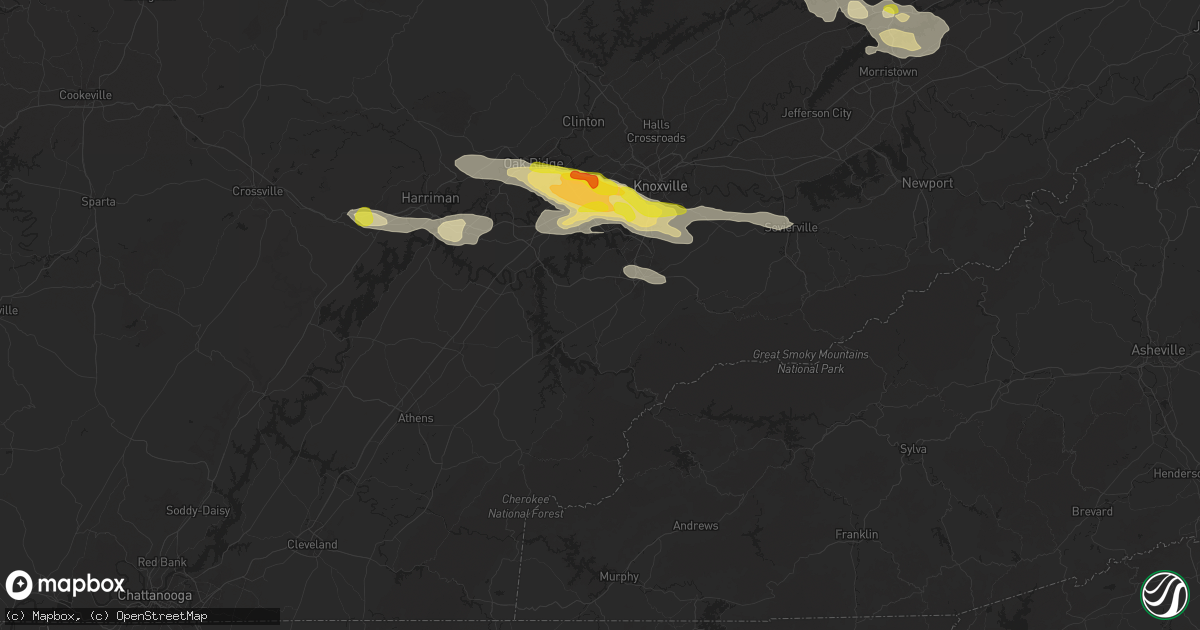 Hail map in Maryville, TN on September 4, 2025