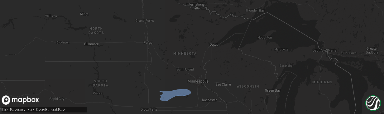 Hail map in Minnesota on September 4, 2025