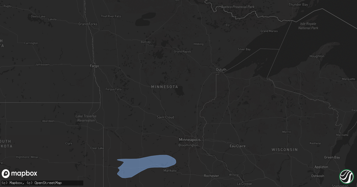 Hail map in Minnesota on September 4, 2025