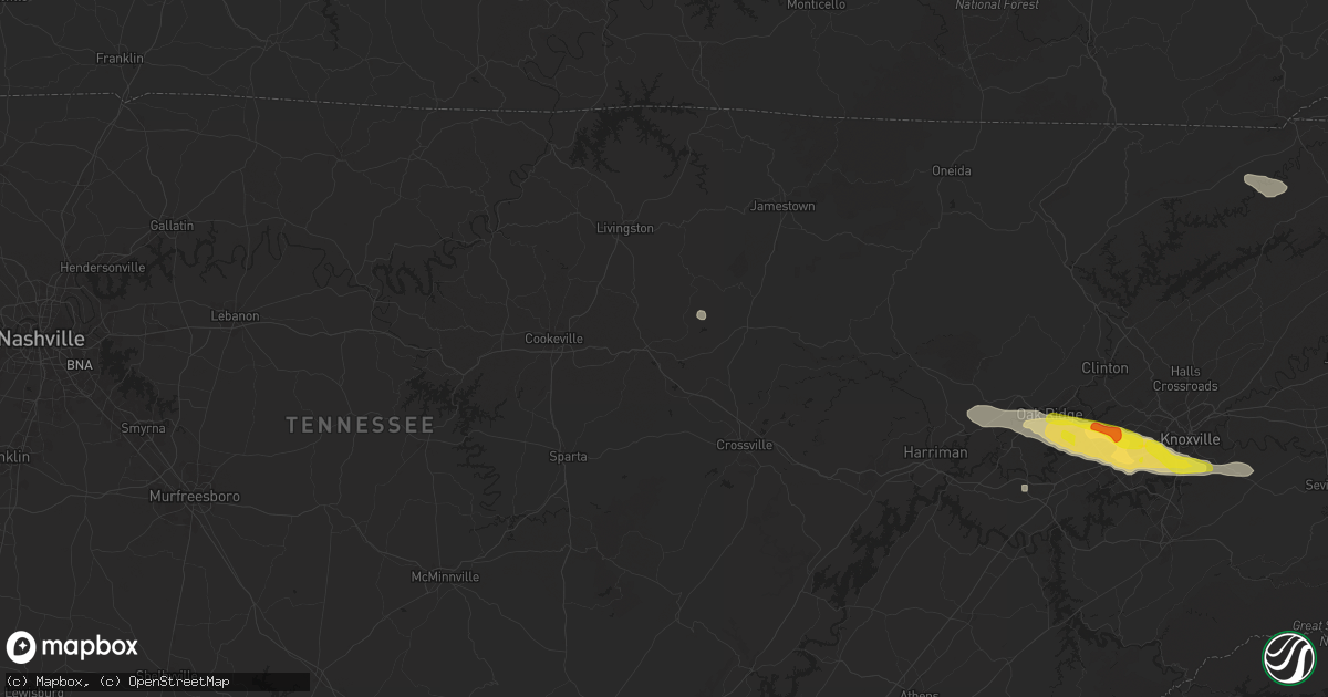 Hail map in Monterey, TN on September 4, 2025