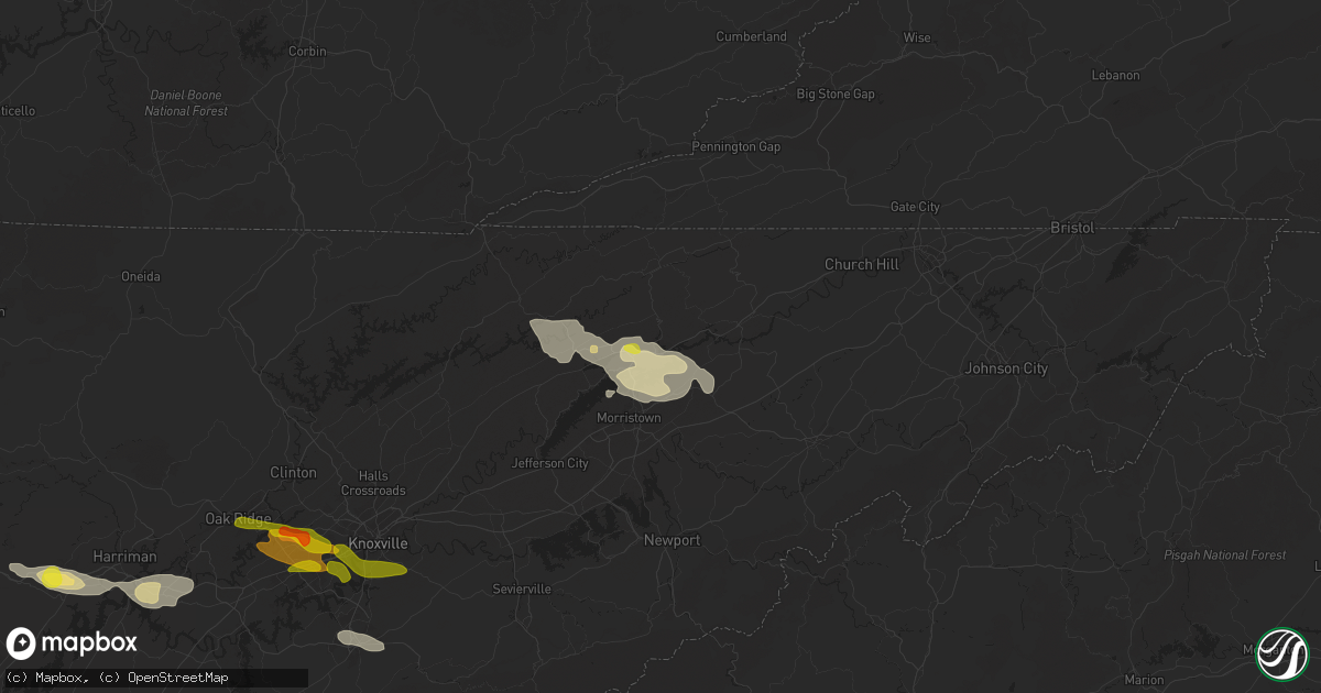 Hail map in Mooresburg, TN on September 4, 2025