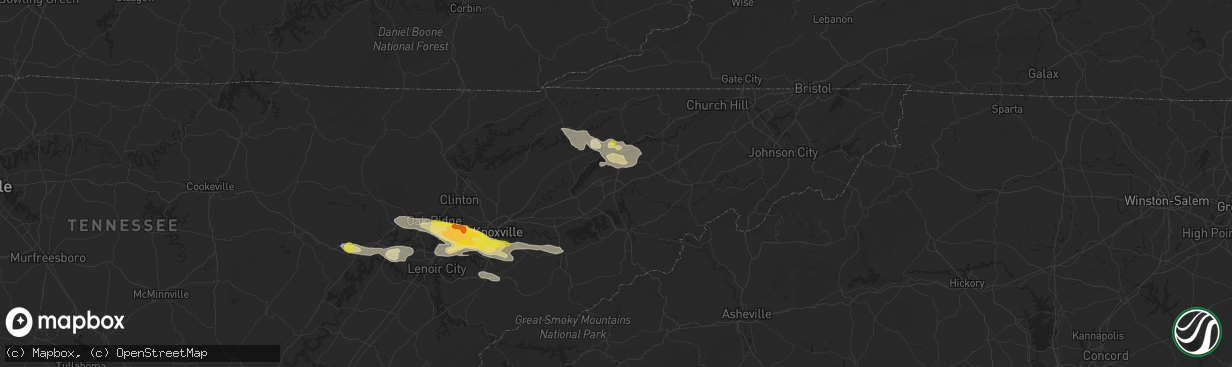 Hail map in Morristown, TN on September 4, 2025