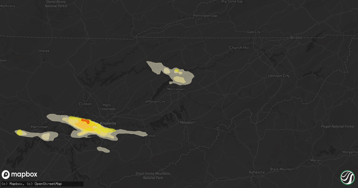 Hail map in Morristown, TN on September 4, 2025