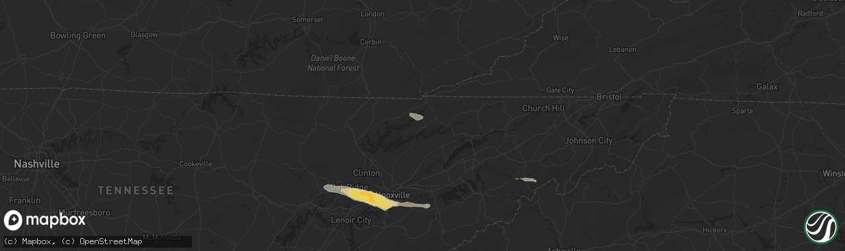 Hail map in New Tazewell, TN on September 4, 2025