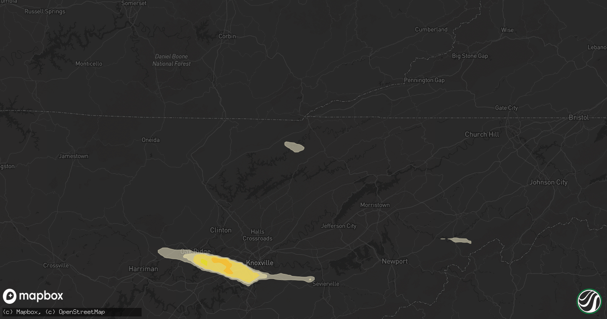 Hail map in New Tazewell, TN on September 4, 2025
