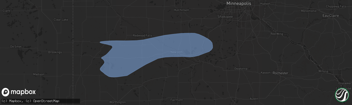 Hail map in New Ulm, MN on September 4, 2025
