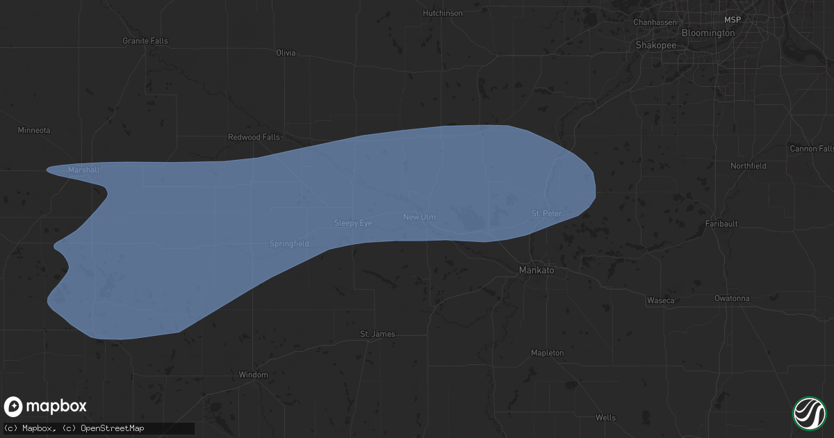 Hail map in New Ulm, MN on September 4, 2025