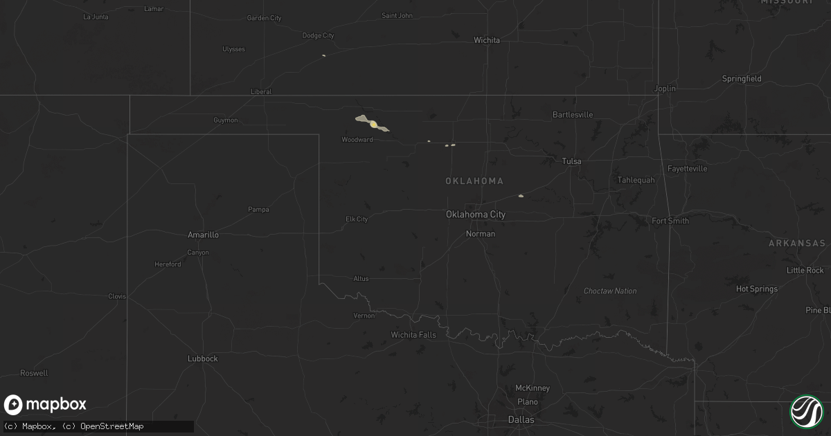 Hail map in Oklahoma on September 4, 2025