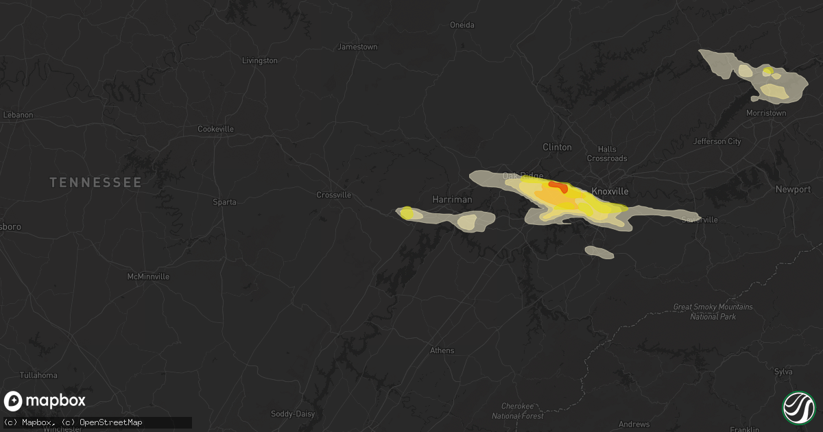 Hail map in Rockwood, TN on September 4, 2025