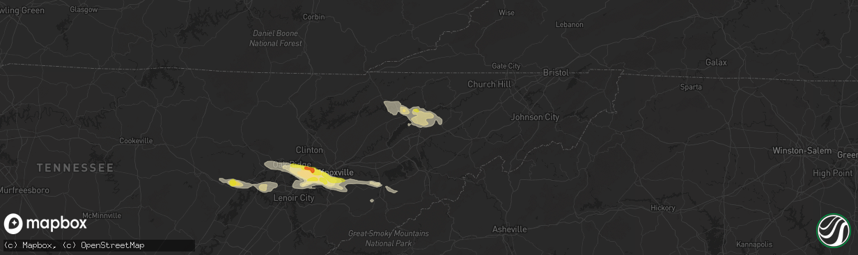 Hail map in Russellville, TN on September 4, 2025