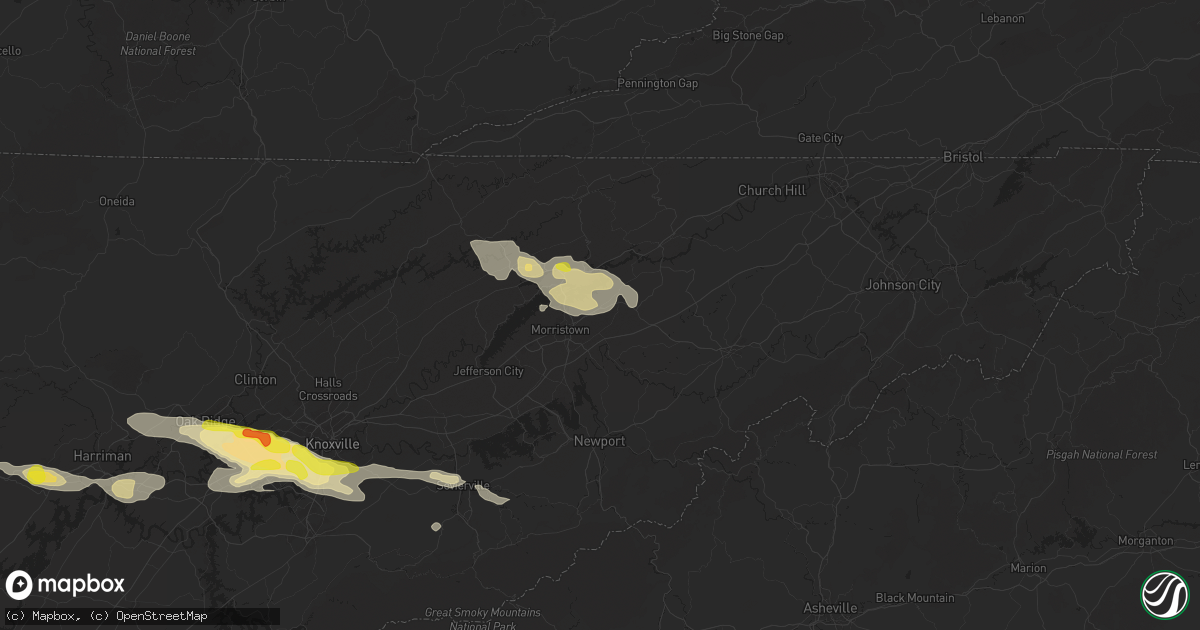 Hail map in Russellville, TN on September 4, 2025