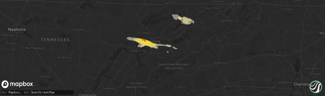 Hail map in Seymour, TN on September 4, 2025