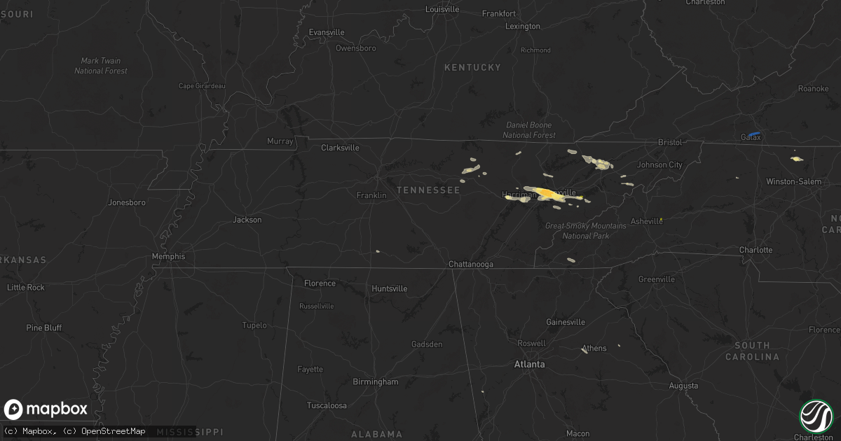 Hail map in Tennessee on September 4, 2025