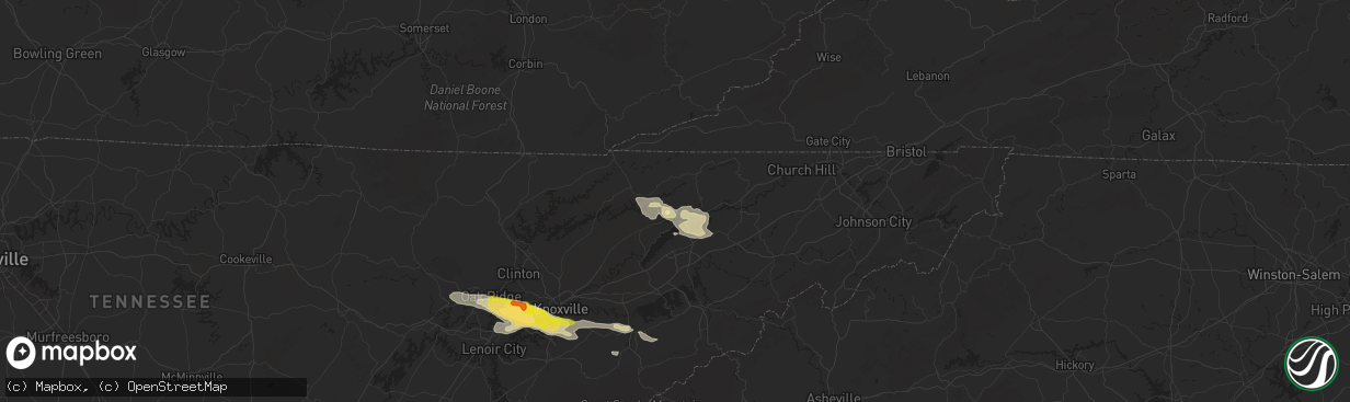 Hail map in Thorn Hill, TN on September 4, 2025