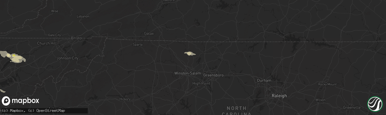 Hail map in Walnut Cove, NC on September 4, 2025